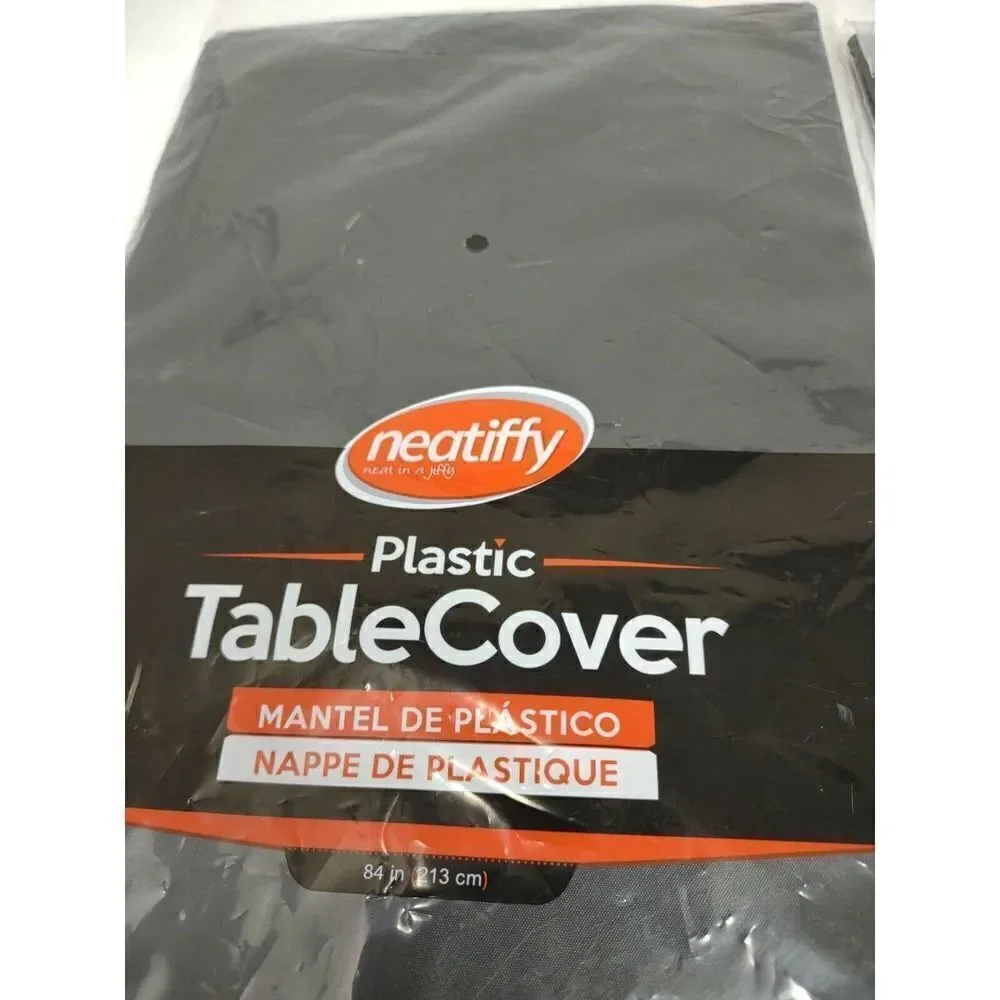 Plastic Table Cover Round Black 84 In Lot Of 3 Great for Party Wedding ETC Table